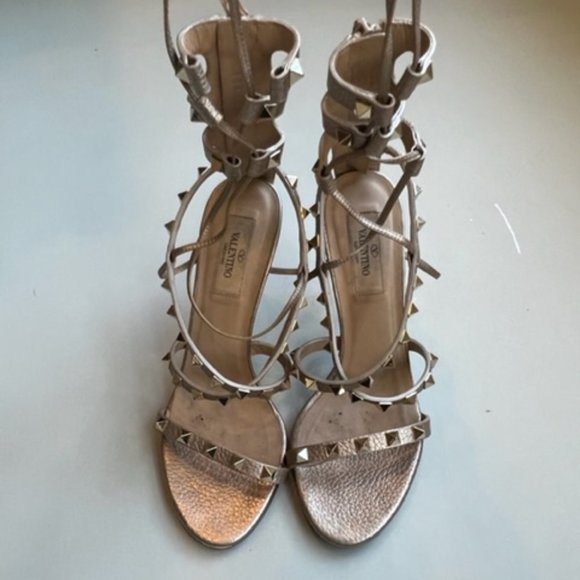 Valentino Garavani Shoes - Valentino Rock Stud Leather Lace-Up Gladiator Sandals